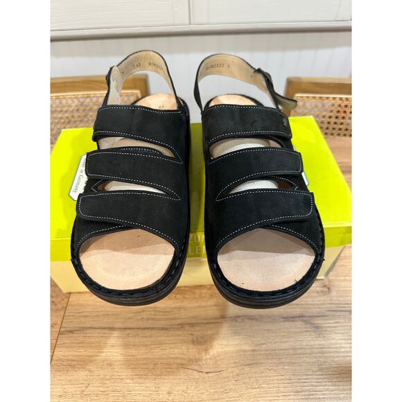 Finn Mens Comfort Sylt Sandal Black Nubuck Size 9.5/10 US 43 EU NIB Soft Footbed - Picture 4 of 15
